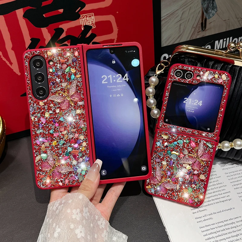 Для Samsung Galaxy Z Fold 3 4 5 6 роскошный милый женский чехол с бриллиантами камнем