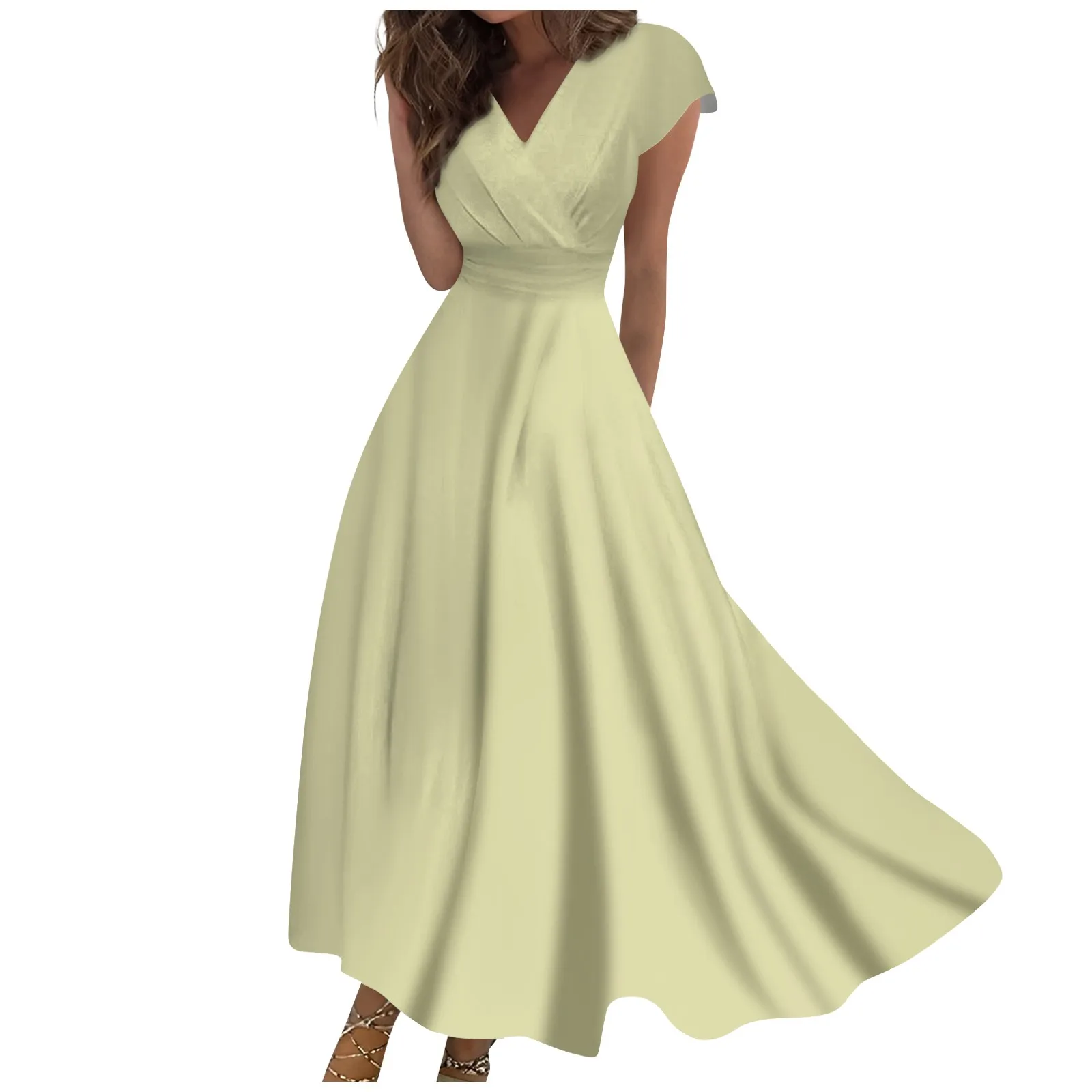 

Женское длинное платье макси, Повседневное платье, шифоновые платья, свободное платье, однотонное повседневное уличное платье для зрелых людей с оборками