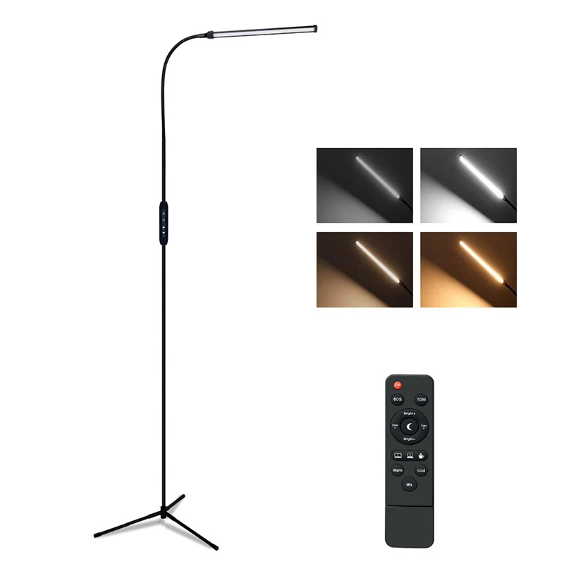 

360 Rotating LED Floor Lamp Indoor Stand Adjustable Gooseneck Dimmer Reading Light 3 Modes 5 Brightness Eye Protection Lighting