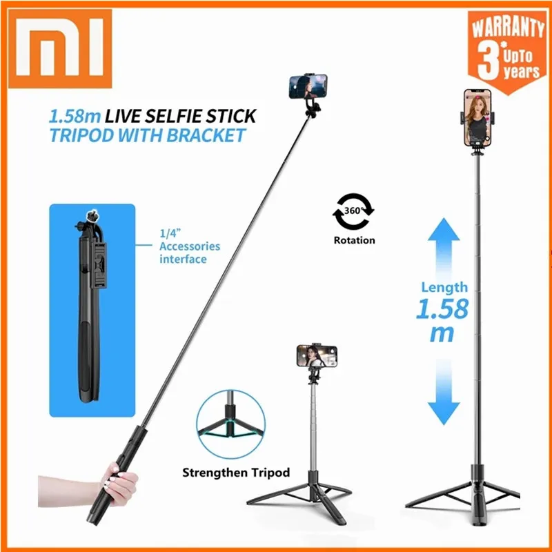 

Xiaomi Extra Long Selfie Stick Triangle Bracket 158Cm Extendable 3 In 1 Bluetooth Selfie Stick Tripod Folding Selfie Stick
