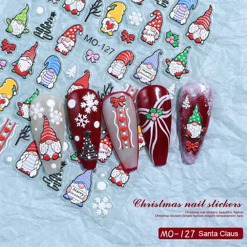 

Зимние рождественские наклейки для ногтей, снеговик, снежинка, самоклеящиеся высококачественные милые наклейки для ногтей, декор для ногтей