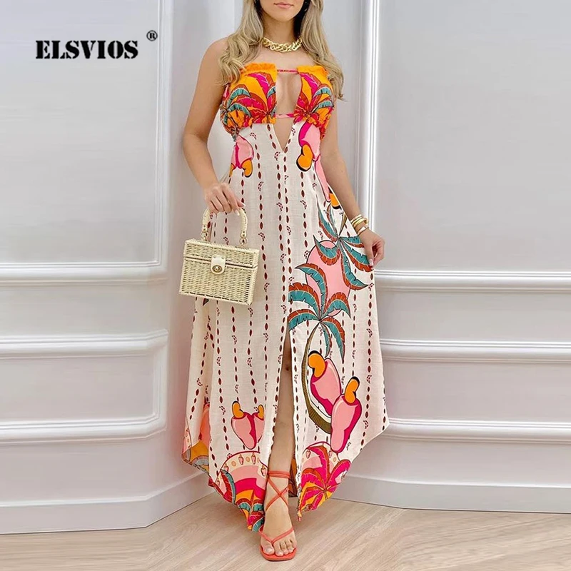 

Платье-футляр с открытыми плечами, пикантное элегантное облегающее вечернее Макси-платье с радужным цветочным принтом бабочки, в богемном ...