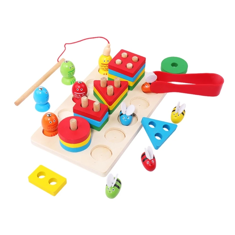 

Kids Montessori Toy Educational Shape Matching Toy Clip Bees Fishing Toy Hand-eye Coordination Training Toy