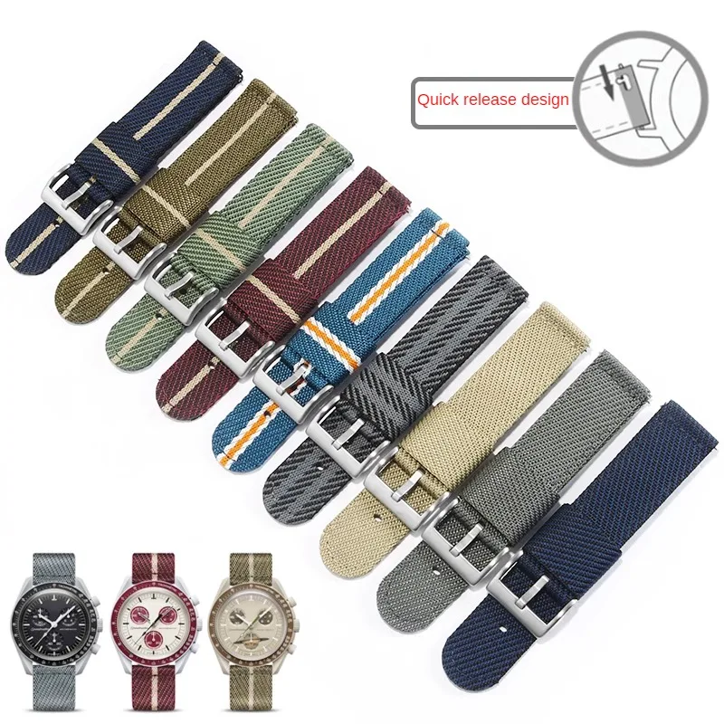 

Canvas Watch Strap With Substitute Joint Name Planetary Series Flat Interface Nylon Watchband With 20mm.
