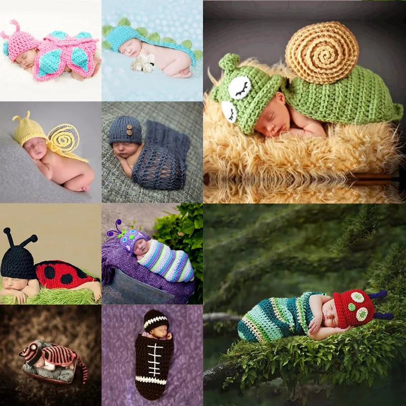 Newborn Photography Props for Baby Costume Cute Crochet Knit Costume Infant Birthday Photo Shoot Baby Clothes New Born