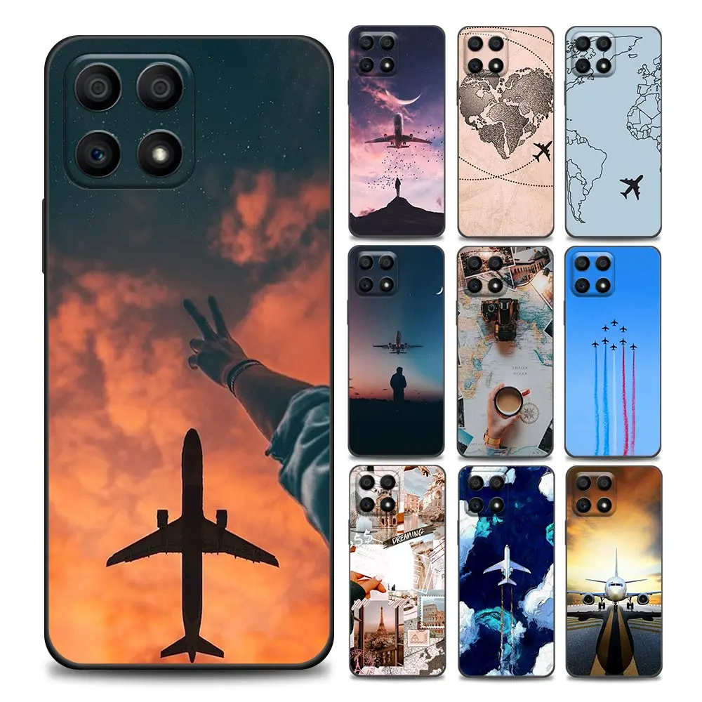 

Phone Case for Honor 8X 9X Play 9A 20 21i 30i 50 60 X8 Nova 8i 9 SE Y60 Magic4 Pro Lite TPU Case Cover Aircraft Plane Airplane