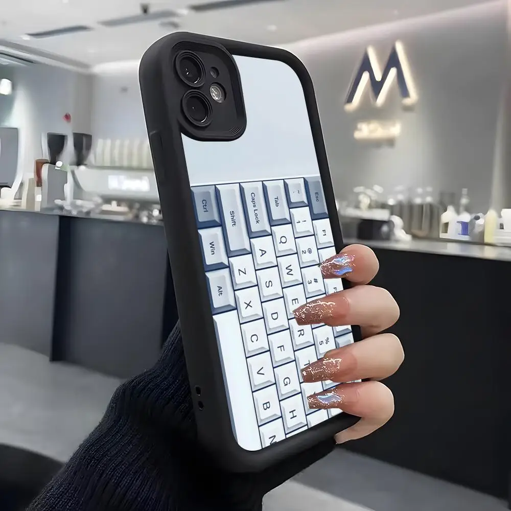 Фото Чехол-клавиатура для iPhone Air 17 Pro Max 16 E 15 14 Pro Max 13 12 11 Mini Plus, мягкий силиконовый, черный №4