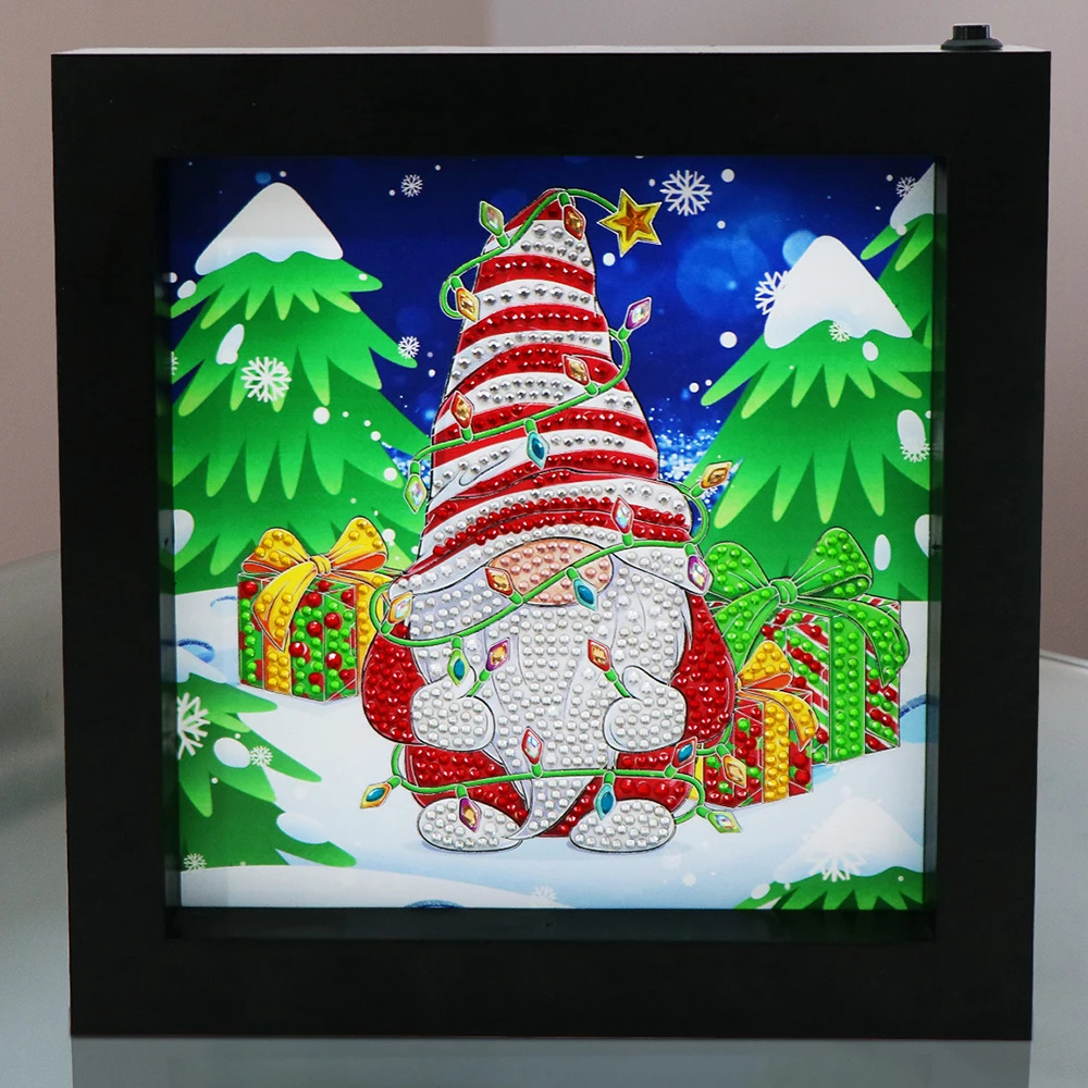 

5D DIY Diamond Painting Photo Frame LED Light Diamond Embroidery Painting Night Light Desk Table Christmas Home Decor