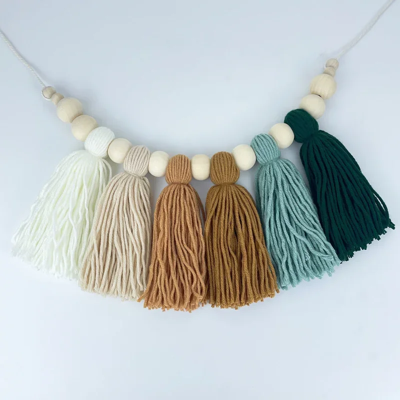 Деревянная кисточка из бисера макарон в скандинавском стиле украшение для дома с