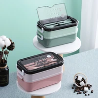 304 stainless steel double layer insulated with cutlery portable bento student compartments lunch box