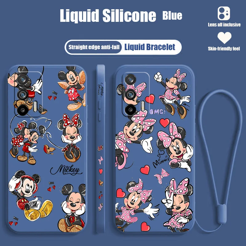 

Minnie Mickey Fashion Trends For Realme Narzo 50A 50i 30 10 V23 Q5i Q5 GT2 GT Neo 3T C21Y XT X2 Pro Liquid Left Rope Funda Cover