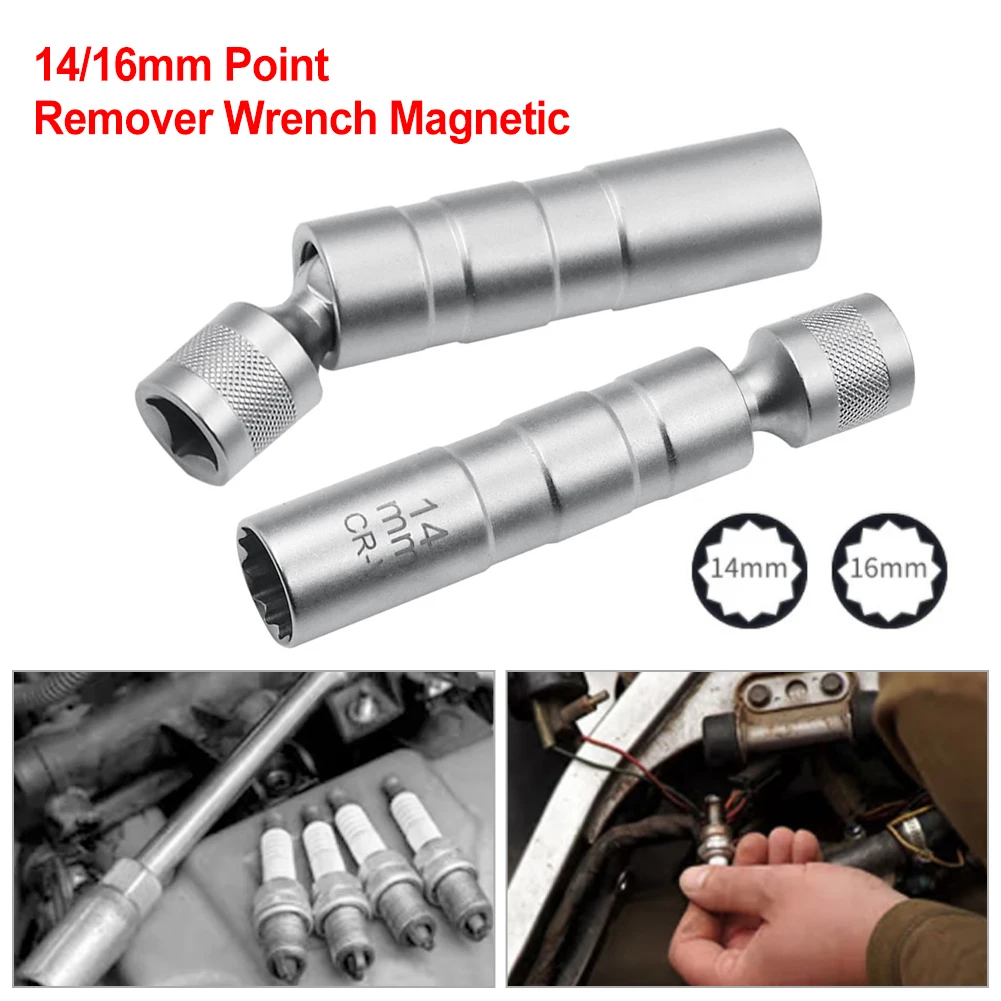 14/16mm Point Remover Wrench 12 Angle Magnetic Spark Plug Sleeve Removal Tool Laser Tools 14mm 3/8 Drive Plug Car Removal Tool