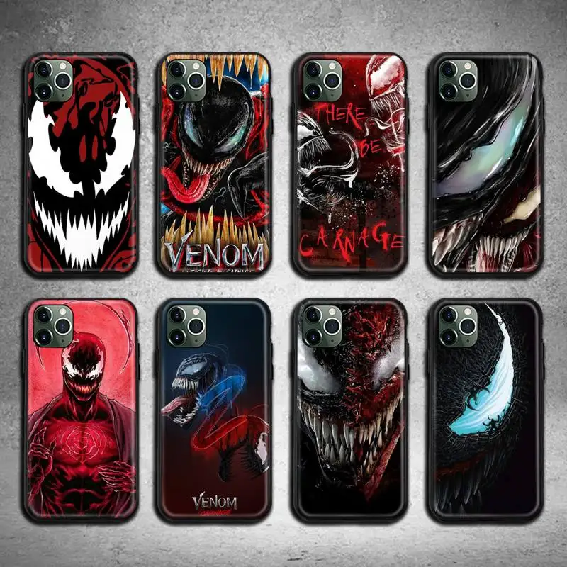 

Red Black Venom 2 MARVEL Let There Be Carnage Phone Case For iphone 13 12 11 Pro Max Mini XS Max 8 7 6 6S Plus X 5S SE 2020 XR