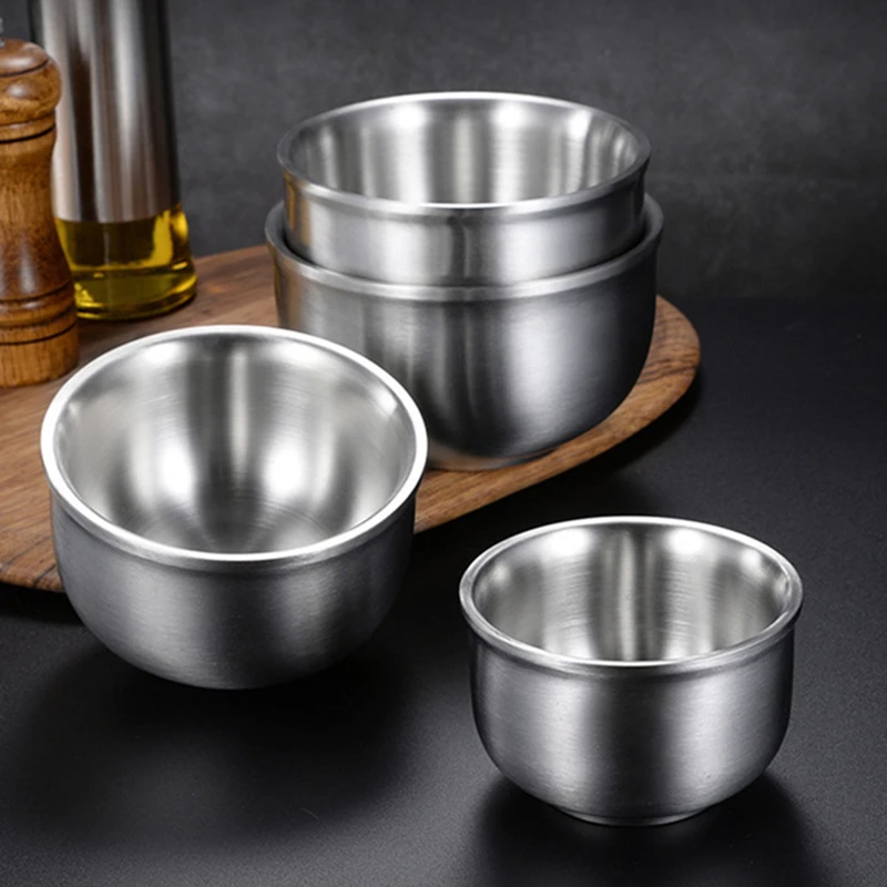 

Double-layer Heat Insulated Bowls Stainless Steel Soup Rice Salad Fruits Instant Noodles Bowl Kitchen Tableware Multi-size