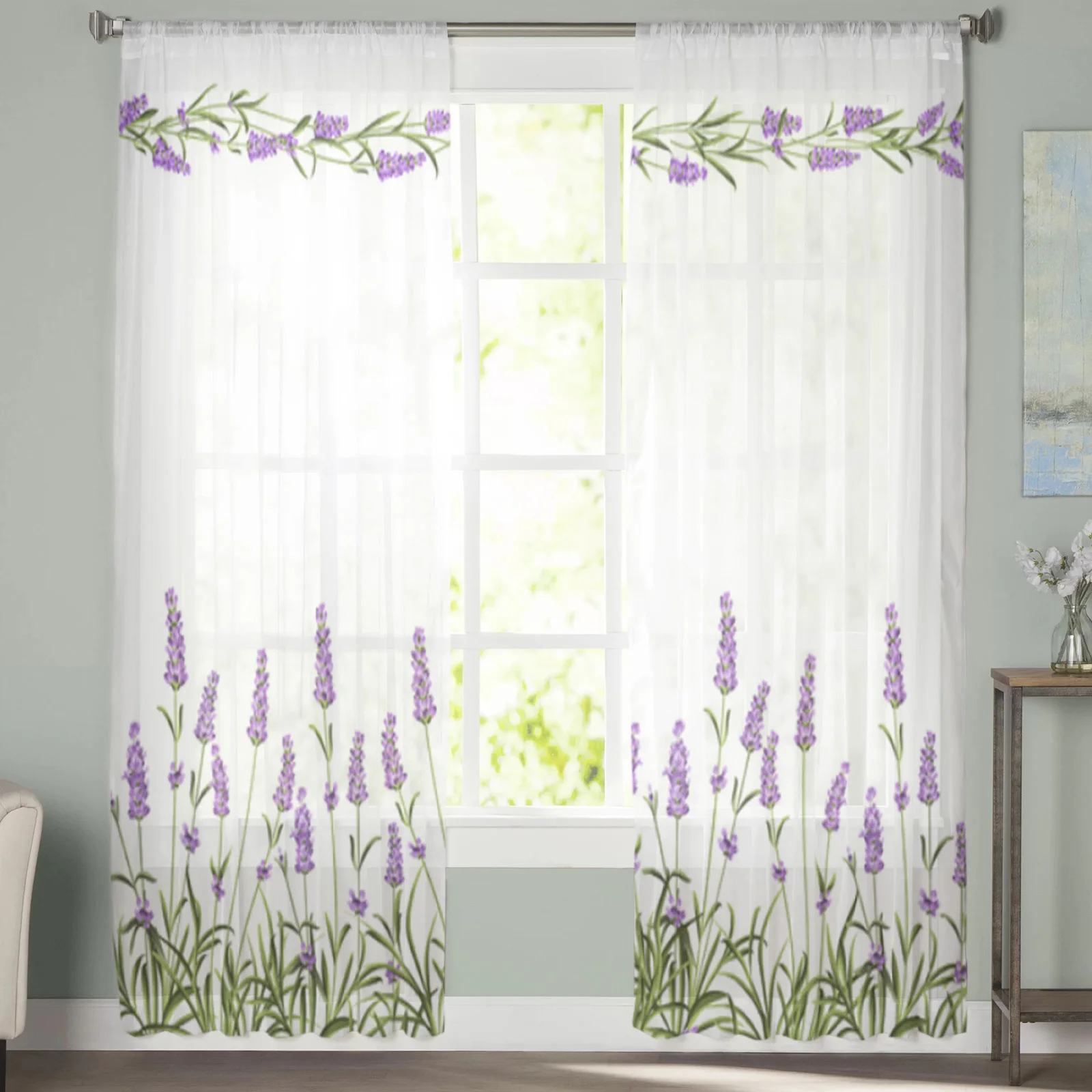 Фиолетовые Лавандовые цветы прозрачные шторы для гостиной спальни тюлевые