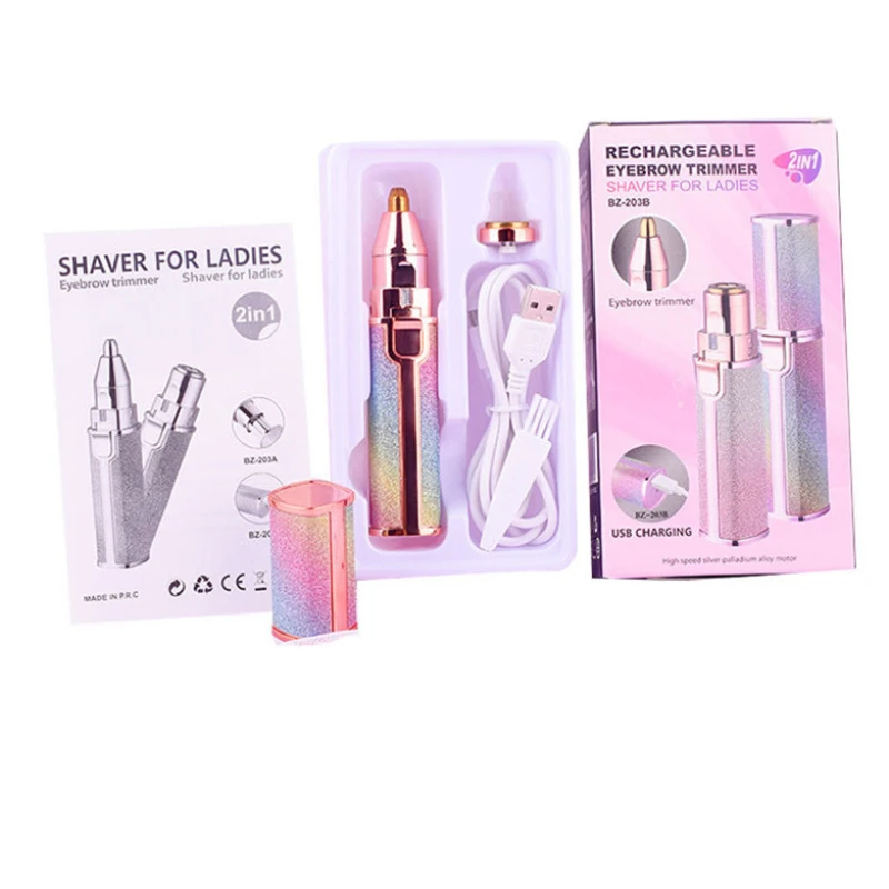 Портативный электрический эпилятор 2 в 1 триммер для бровей женский лица и губ