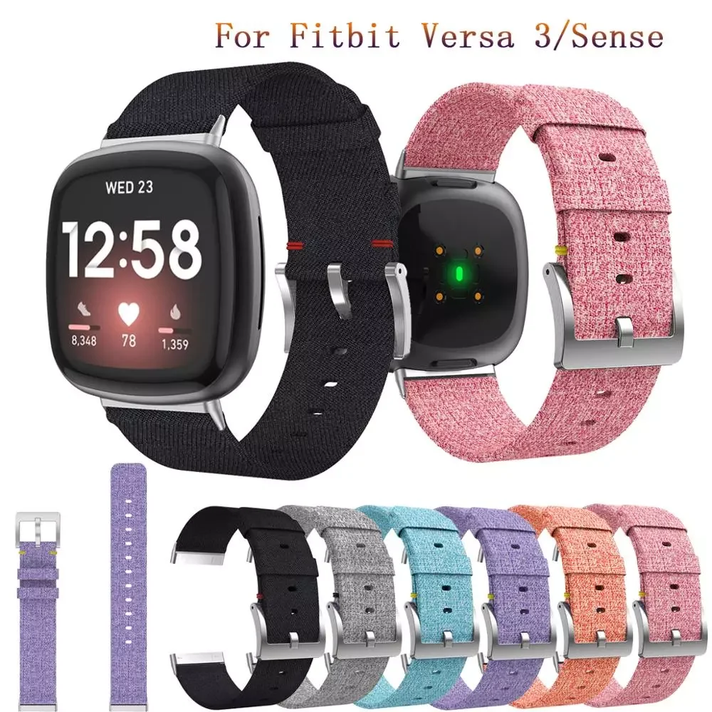 

New Strap For Fitbit Versa 2 Versa 3/Sense Lite Women Men Breathable Woven Fabric Strap Replacement canvas Wristband Smart Watch