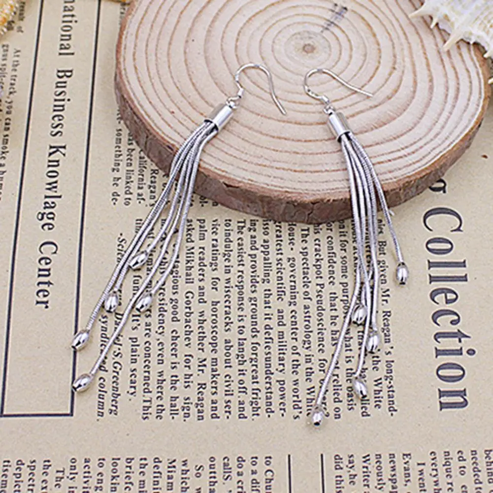 

Ear Hook Stylish Eye-catching Long Tassel Long Tassel Drop Dangle Hook Earrings for Wedding Party Prom