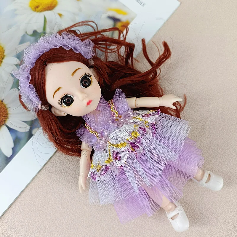 

New Mini 16cm Cute BJD Doll 13 Joint Movable 1/12 Cute Princess Doll Set 3D Eye Girl Family Christmas Holiday Gift Toy