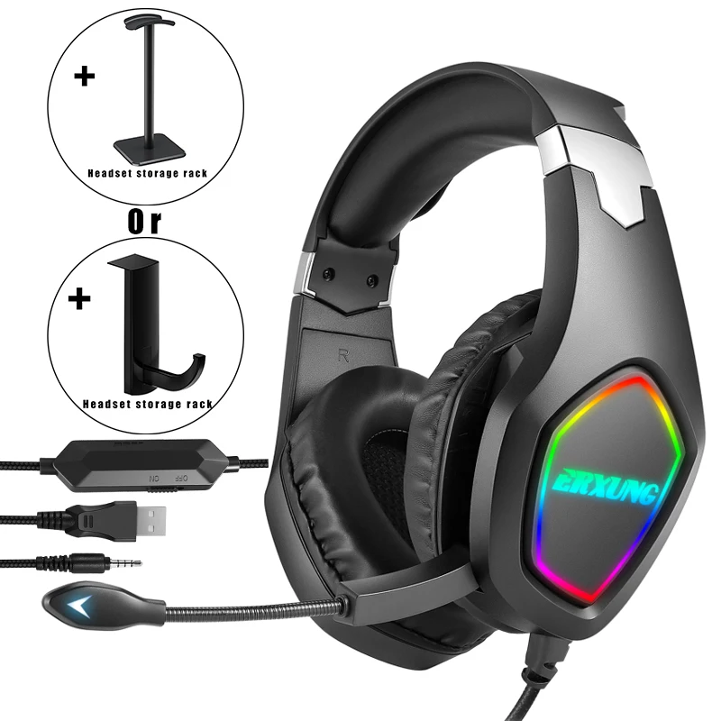 

LED Light Gaming Headsets 3.5mm Jack Wired Bass Stereo Headphones For PC Computer Headphone With Microphone Gamer Headset