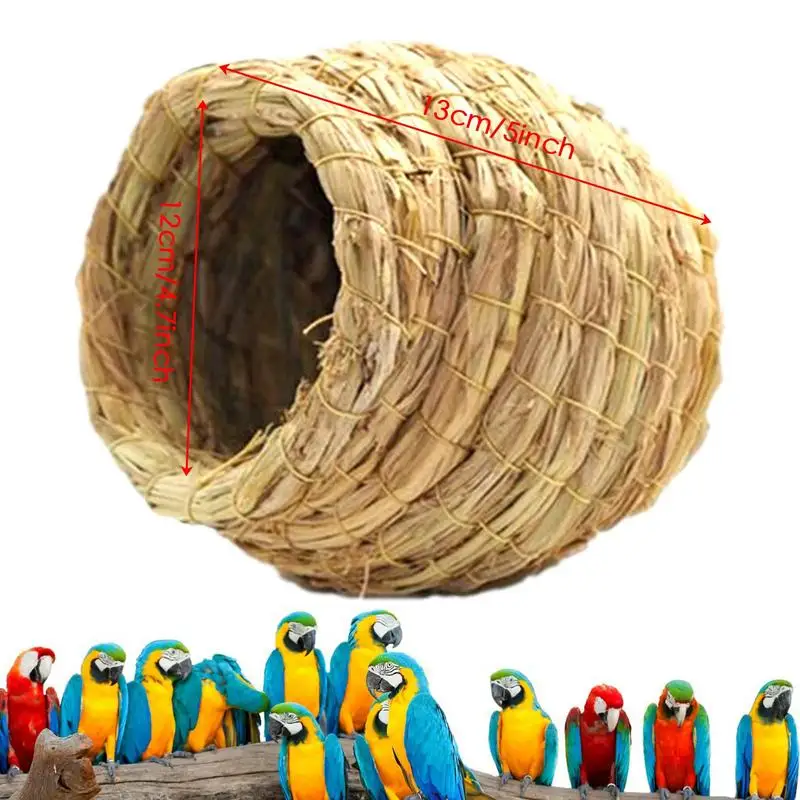 Straw Nesting Parakeet Breathable Nesting Box Natural Bird Nest Handmade Bird Nest Decor Bird Nests For Small Medium Parrots images - 6