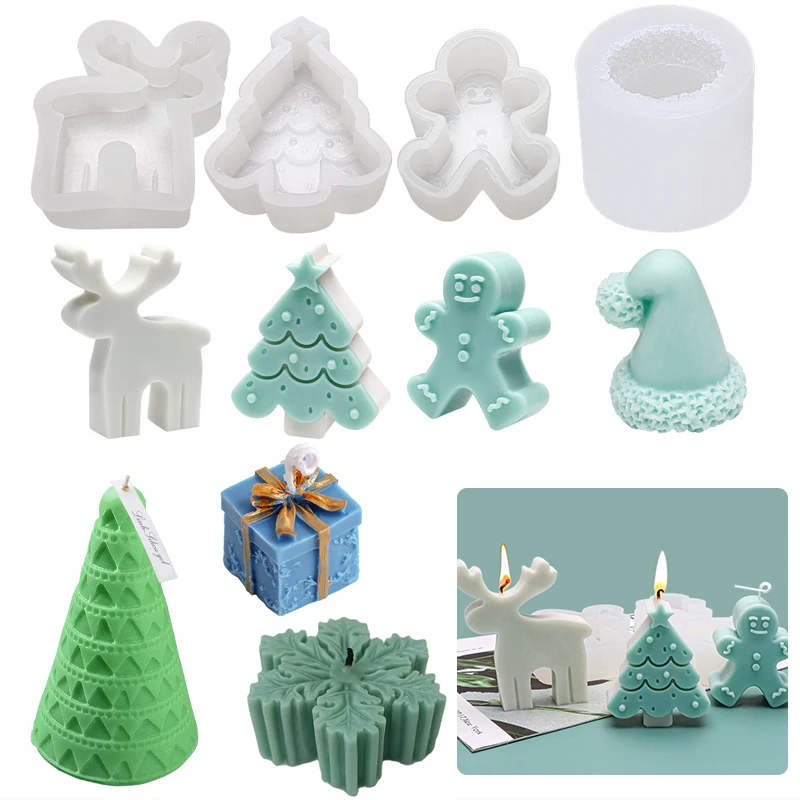 

3D Christmas Silicone Candle Mold DIY New Santa Christmas Tree Gypsum Handmade Soap Cake Chocolate Molds Resin Making Home Decor