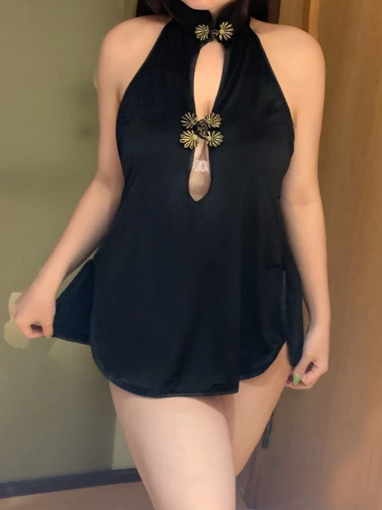 Женское сексуальное платье-Ципао с открытой спиной и разрезом