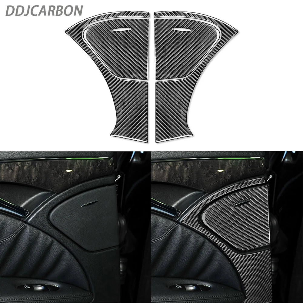 Real Carbon Fiber Back Door Ashtray Cover Trim Set Car Interior Accessories Sticker For Benz E-Class W211 2003-2009