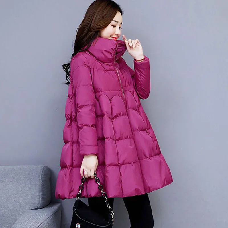 

Parker Women Winter Down Jacket New Korean A-word Fluffy Cotton Clothes Thicke Warm Cotton Padded Jacket Female Outerwear Coat