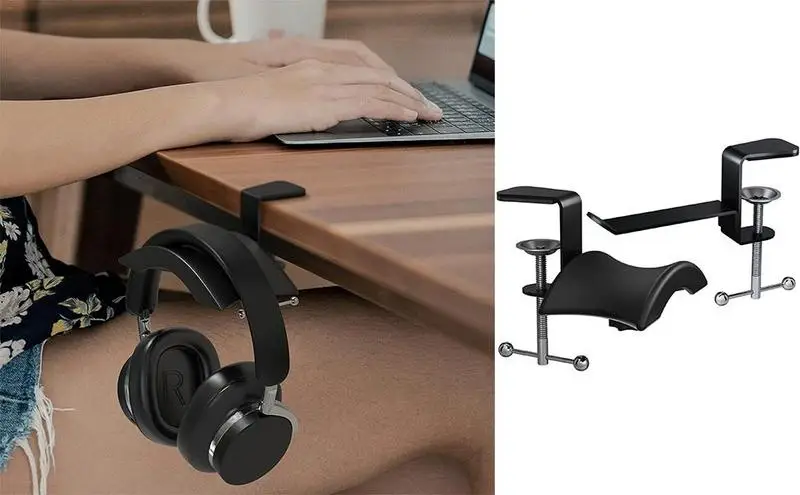 

Headphone Hook Holder Hanger Universal Office Hanger Gaming Headphone Stand Bracket Adjustable Rotate Desk Clamp Hook Mount