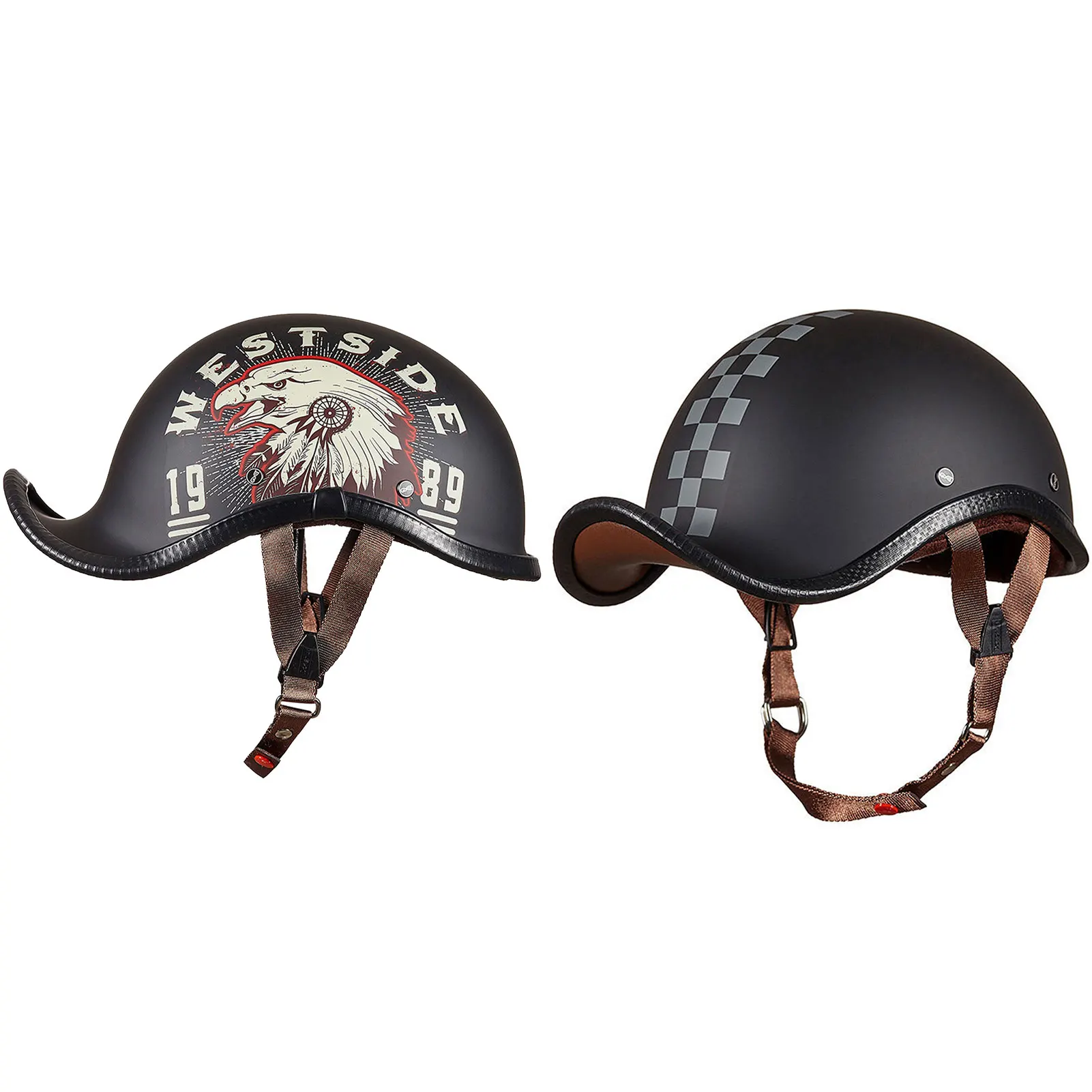 

Motorcycle Half-Helmets Open Face Biker Skull Cap Helmets German Style Motorcycle Helmets Motorcycle Biker Cruiser Scooter