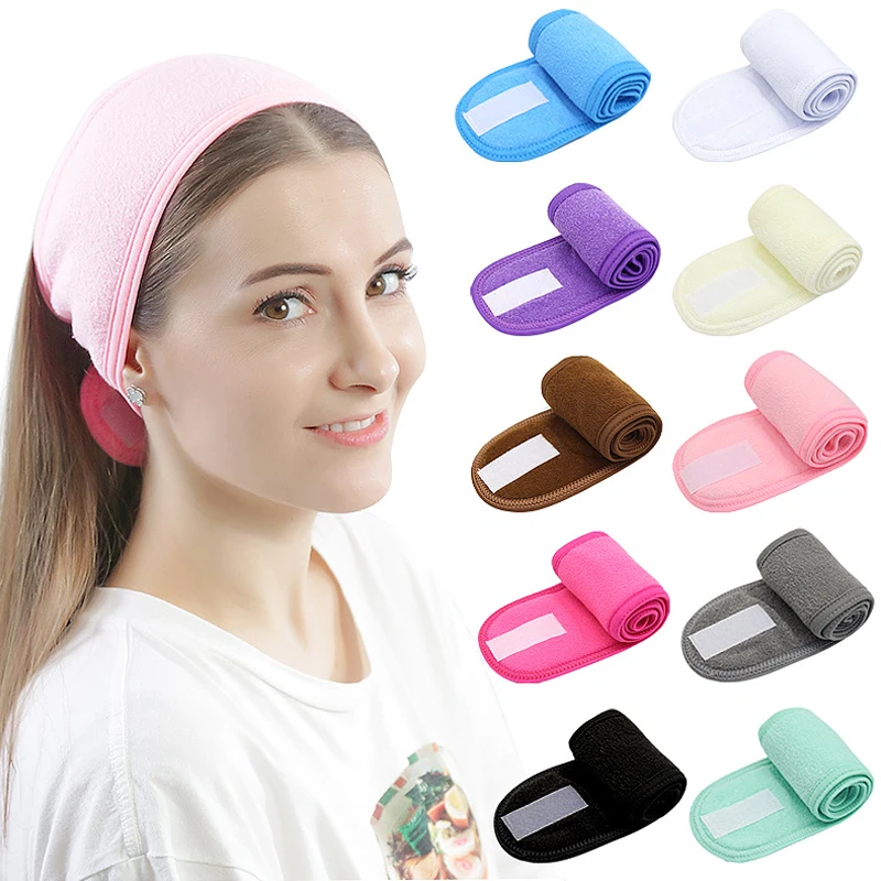 

Headbands For Hair Woman Adjustable Wide Hair bands Yoga Spa Bath Shower Headband Wash Face Cosmetic Ladies Make Up Accessories