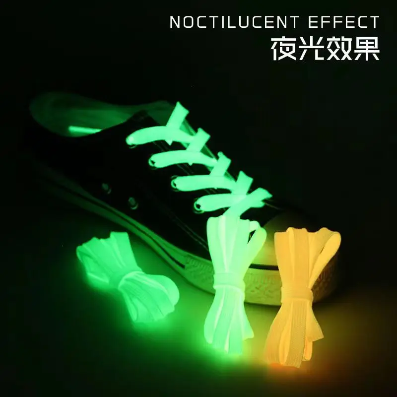

Luminous Shoelaces Thickened Colorful Flat Fluorescent Glow In The Dark For Casual Board Shoes Canvas Shoes Laces Ribbon 1 Pair
