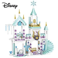 disney princess snow castle assembly building blocks anime mini action figures classic movie castle model toy kids birthday gift