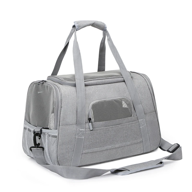 Soft Pet Carriers Portable Breathable Foldable Bag Cat Dog Carrier Bags Outgoing Travel Pets Handbag with Locking Safety Zippers