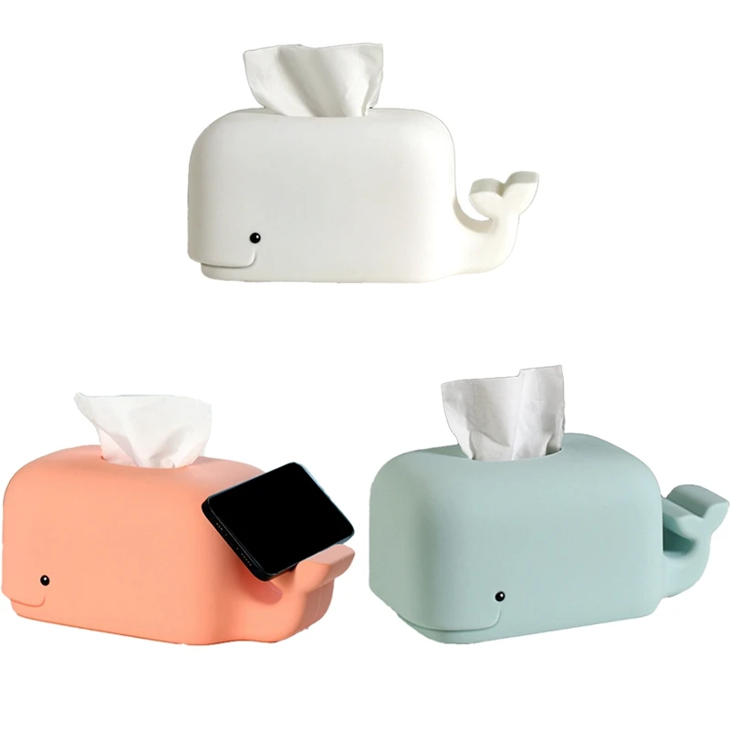 

Silicone Tissue Box Phone Holder Kitchen Bathroom Home Office Storage Boxes Desktop Napkin Holder Dispenser Case