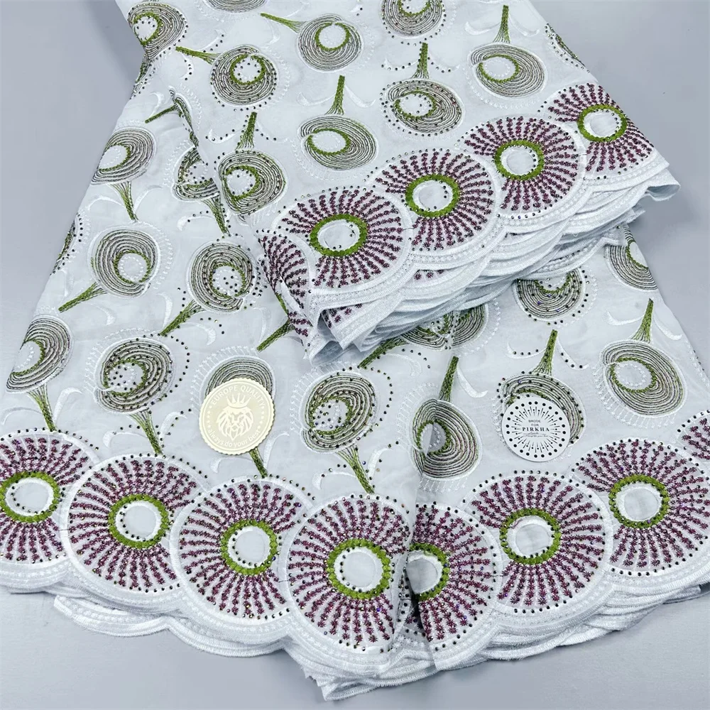 2024 Новая африканская французская швейцарская кружевная ткань с камнями
