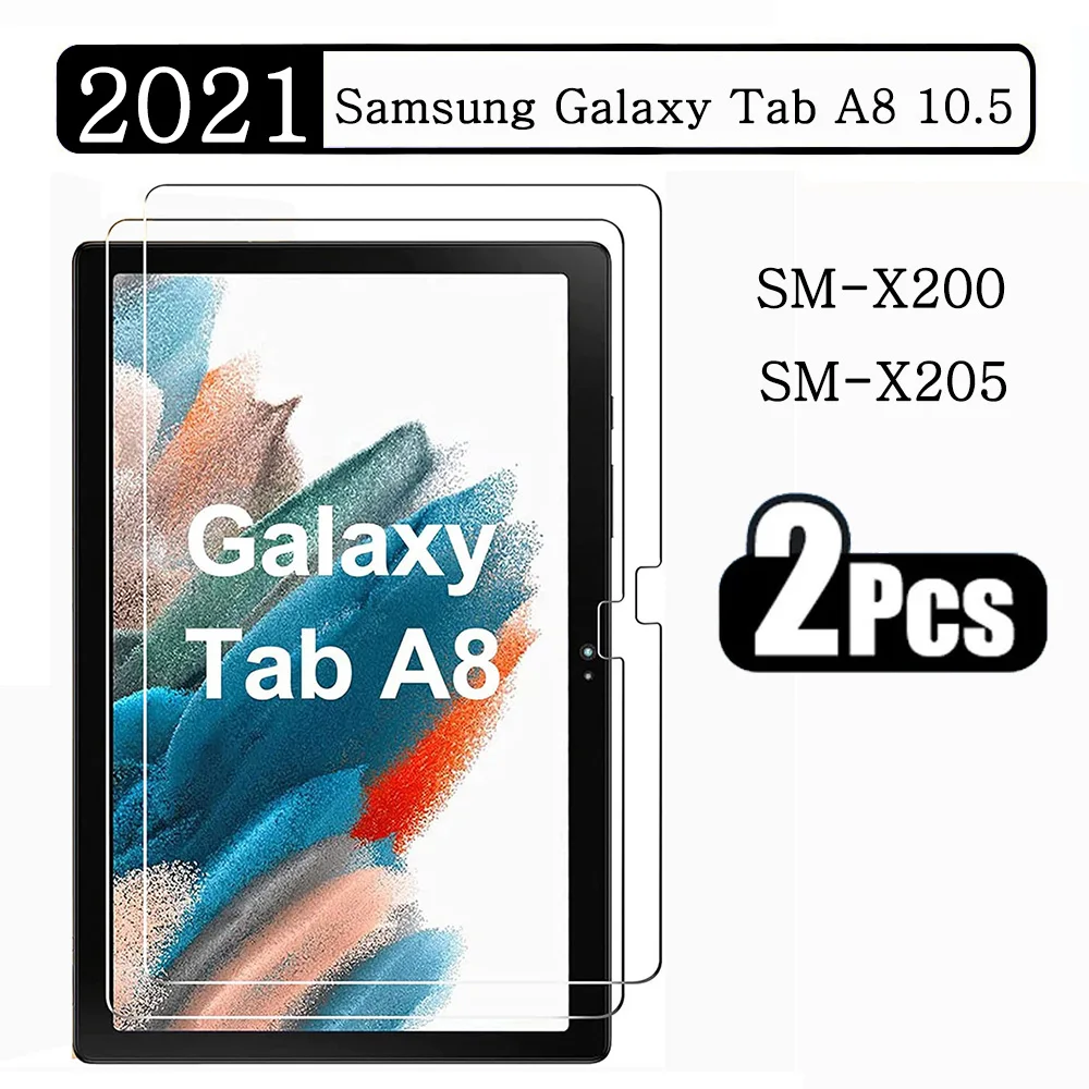 (2 Packs) Tempered Glass For Samsung Galaxy Tab A8 10.5 2021 SM-X200 SM-X205 Screen Protector Tablet Film