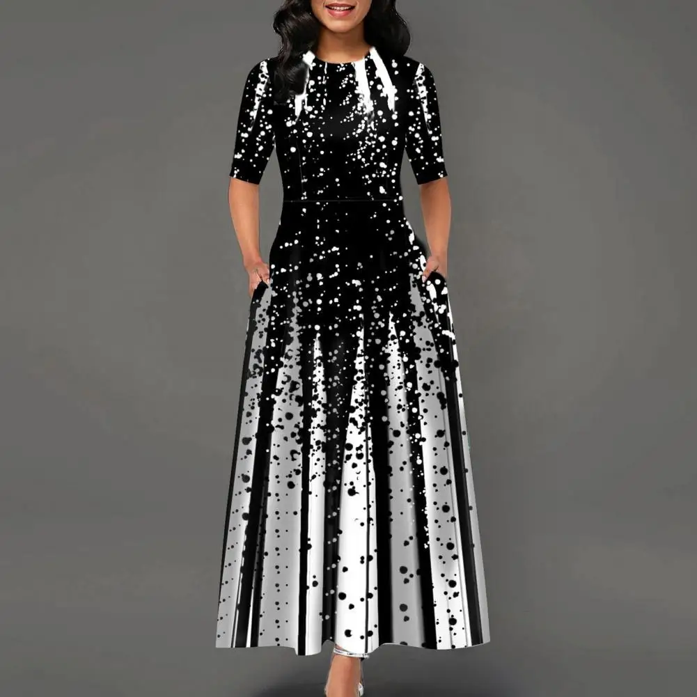 

Платье женское с цифровым принтом, Бальное элегантное вечернее Макси-платье с коротким рукавом, на лето