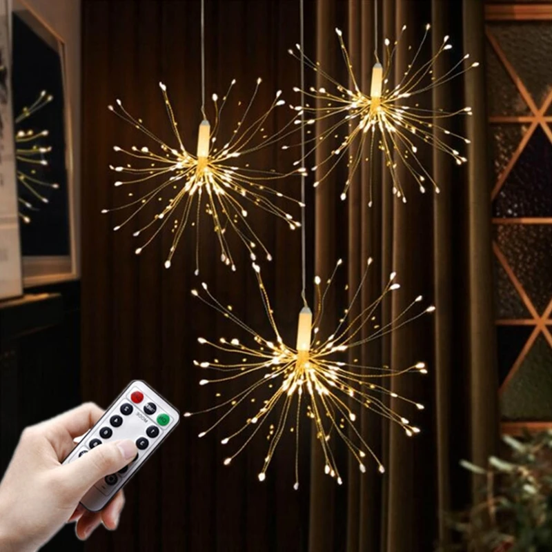 

90/150/200LED Flashing Fireworks Lights Led Light Garlands Christmas Tree Lights New Year Christmas Decorations for Home 2022