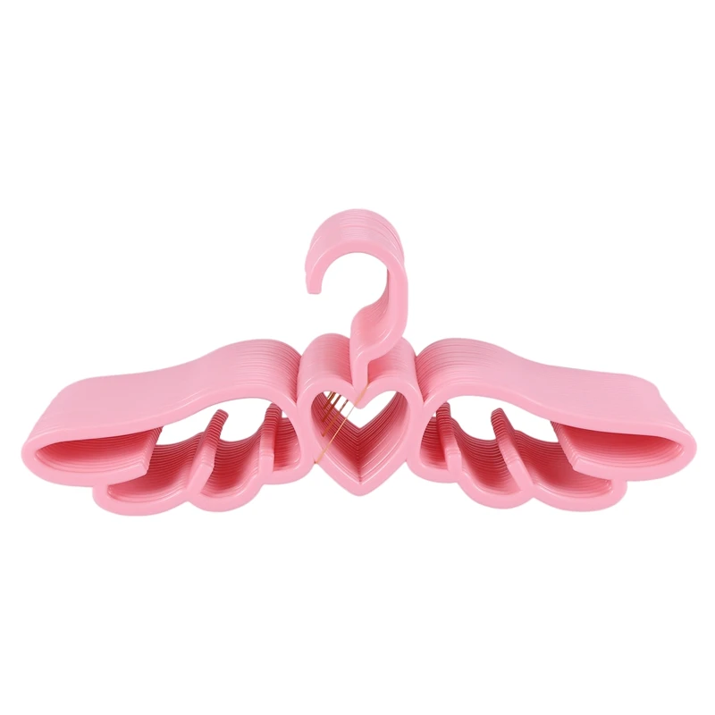 Perchero de plástico con diseño de Fly Angel para ropa, colgador de ropa interior, bonito Corazón, rosa, para bufanda, 10/20 piezas