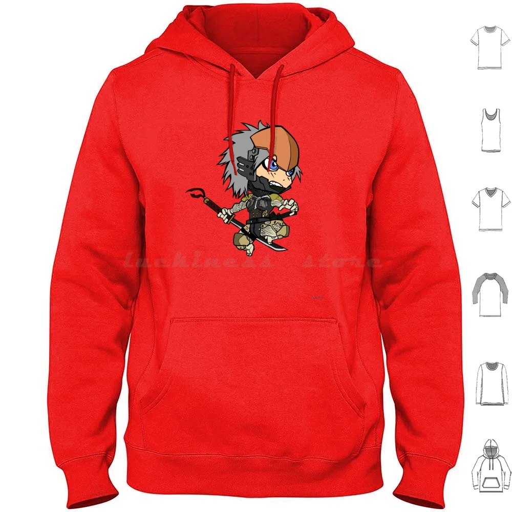 

Толстовка Chibi Raiden из хлопка с длинным рукавом, металлическое снаряжение, однотонное снаряжение Mgs 3, змея, однотонная змея, Райден, борги, Япон...