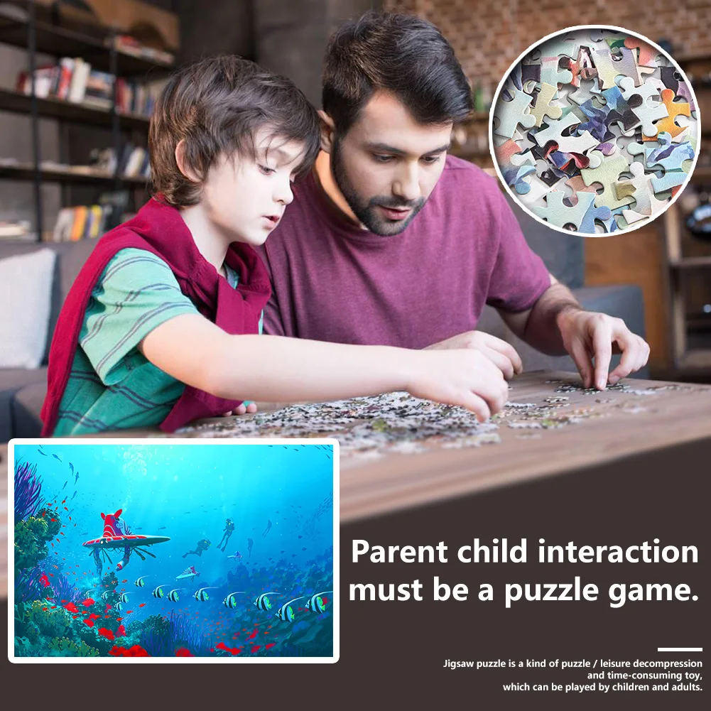 

Paper Jigsaw Puzzles World Assemble Picture 1000pcs Adults Kids Underwater Game for Children Early Learning Supplies