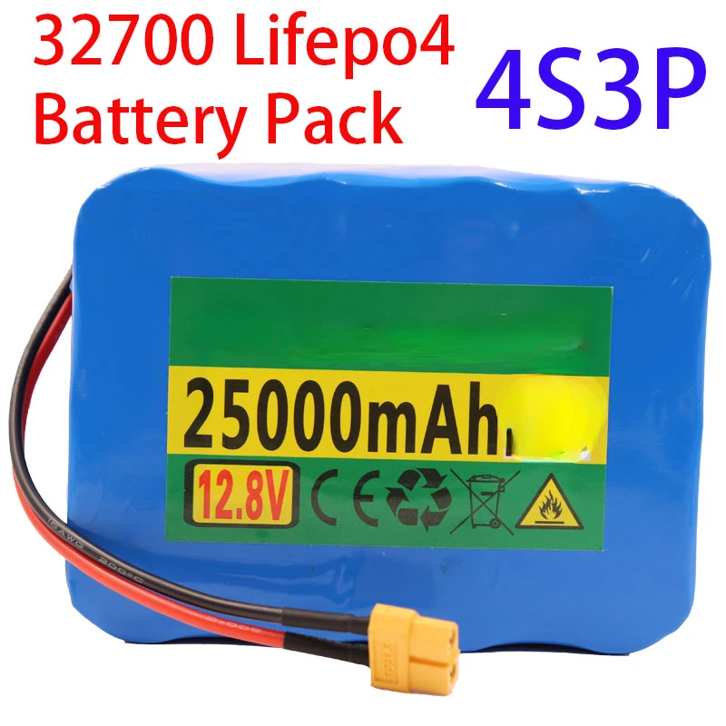 

Аккумулятор Lifepo4 32700 4S3P сбалансированный 12,8 В 25 Ач 25000 мАч с BMS 40 А для электролодки и бесперебойного питания