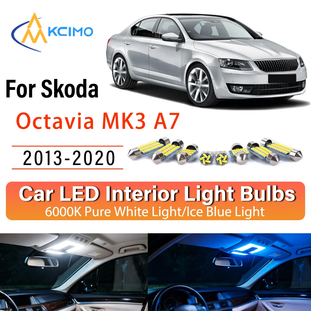 Фото Для Skoda Octavia MK3 A7 5E 5E3 5E5 2013-2020: Комплект светодиодных ламп для салона автомобиля с подсветкой, прямая замена, для потолочного освещения и освещения багажника №1