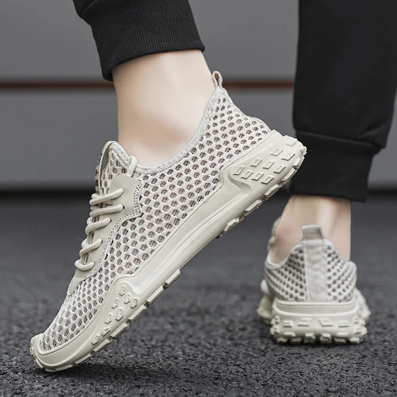 Мужские беговые кроссовки дышащие вязаные спортивные с подушкой повседневные