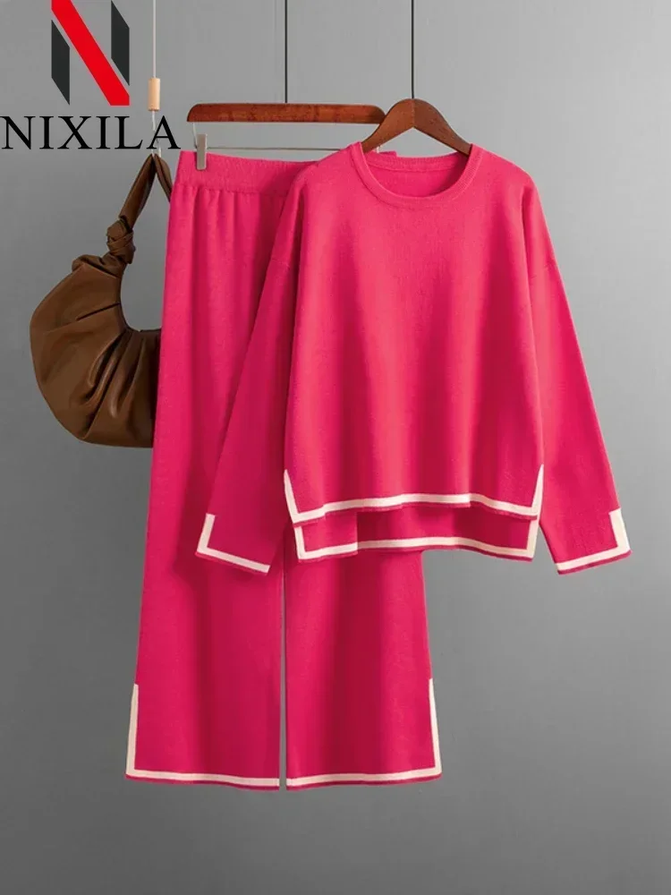 Женский трикотажный костюм-двойка повседневный свободный Трикотажный костюм из