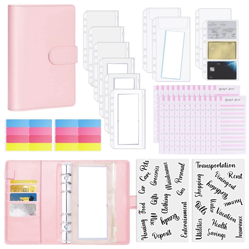 

45 Pcs Budget Binder With Zipper Envelopes,For Cash Bills Coupon Card, Budget Planner For Saving Money,Cash Envelopes