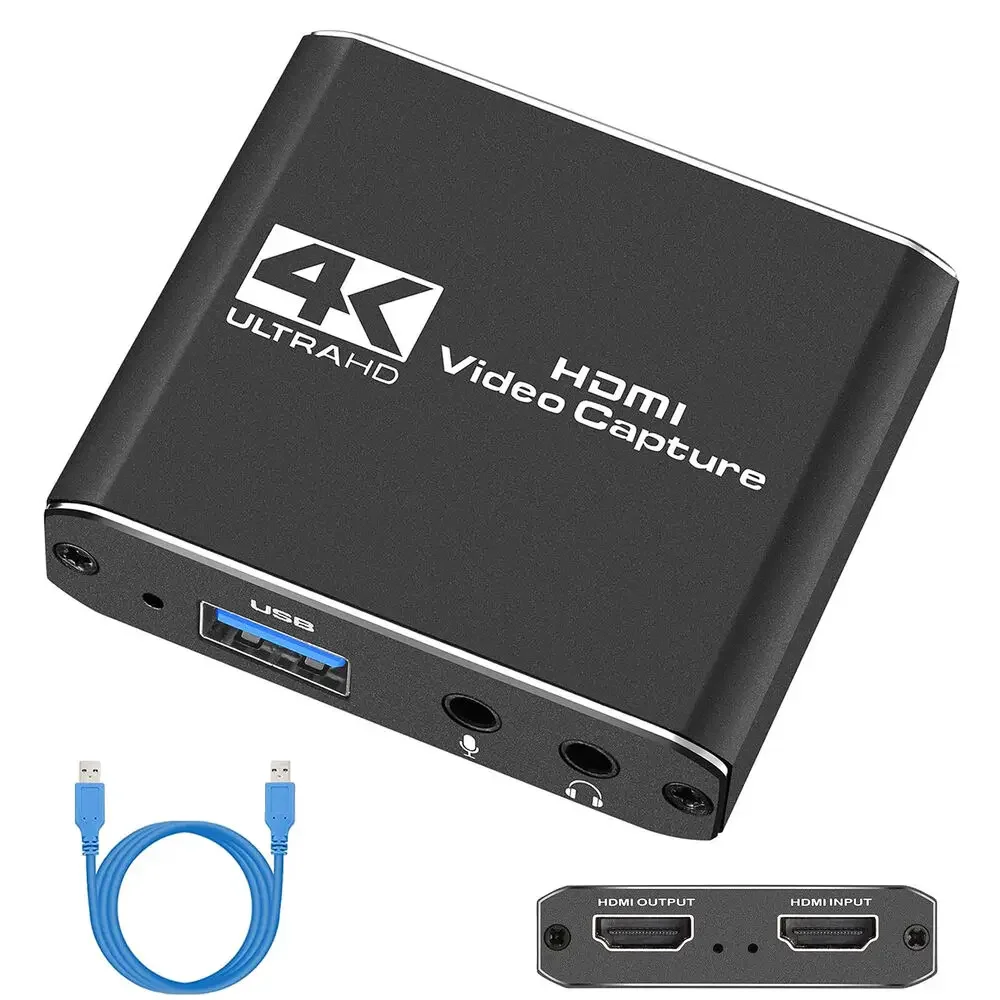 

4K HDMI Video Capture Adapter HDMI to USB 3.0 Record Game Capture Device for Streaming Live Broadcasting Video Conference Gaming