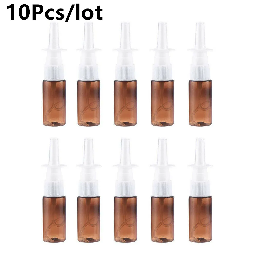 

10Pcs/lot 15ml Portable Nasal Sprayer Refillable Fine Mist Empty Brown Spray Bottle Plastic Organizer Container Wholesale